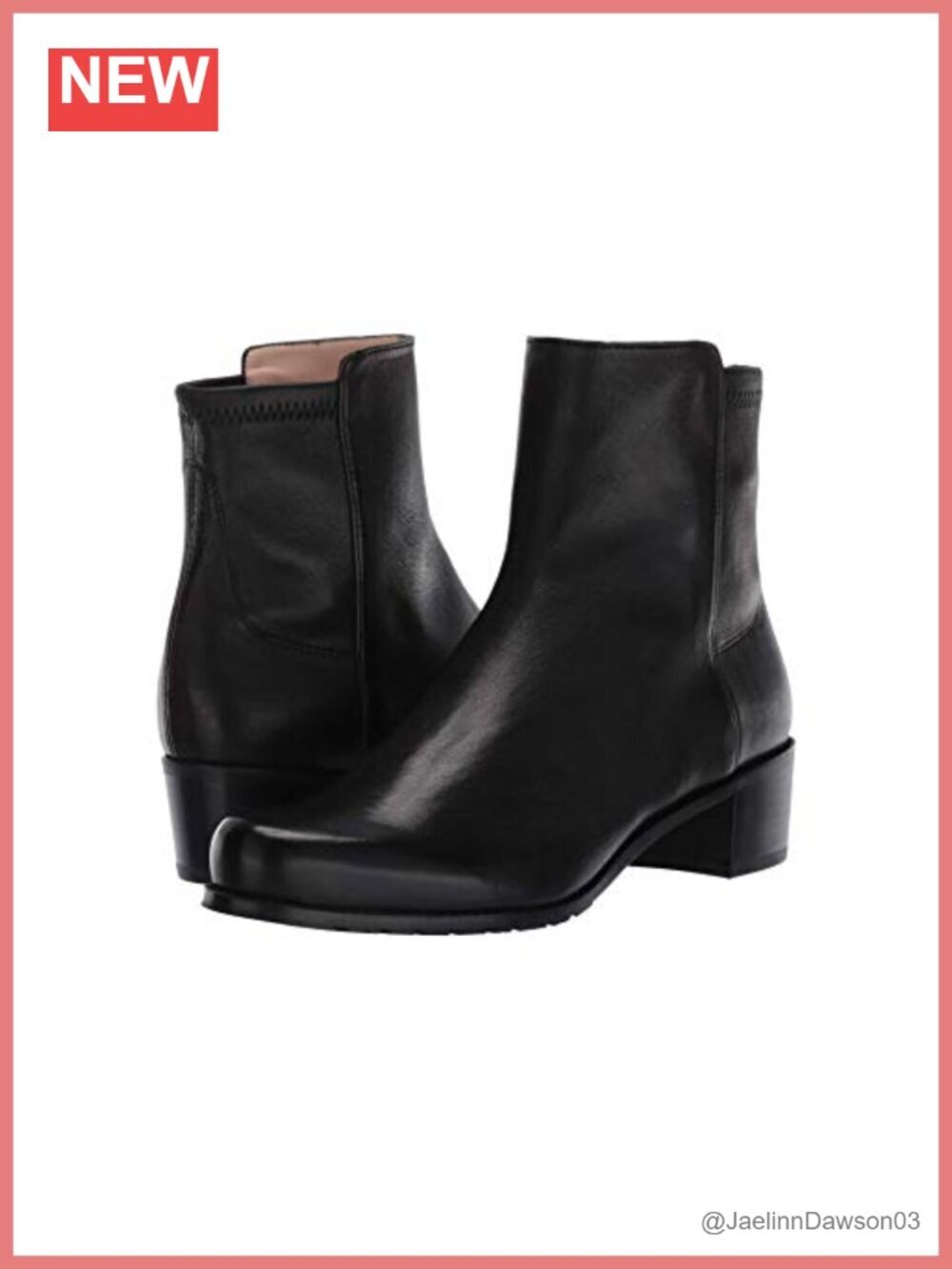 Leather Ankle Bootie Round Toe Slip-On Block Heel Dress Boot